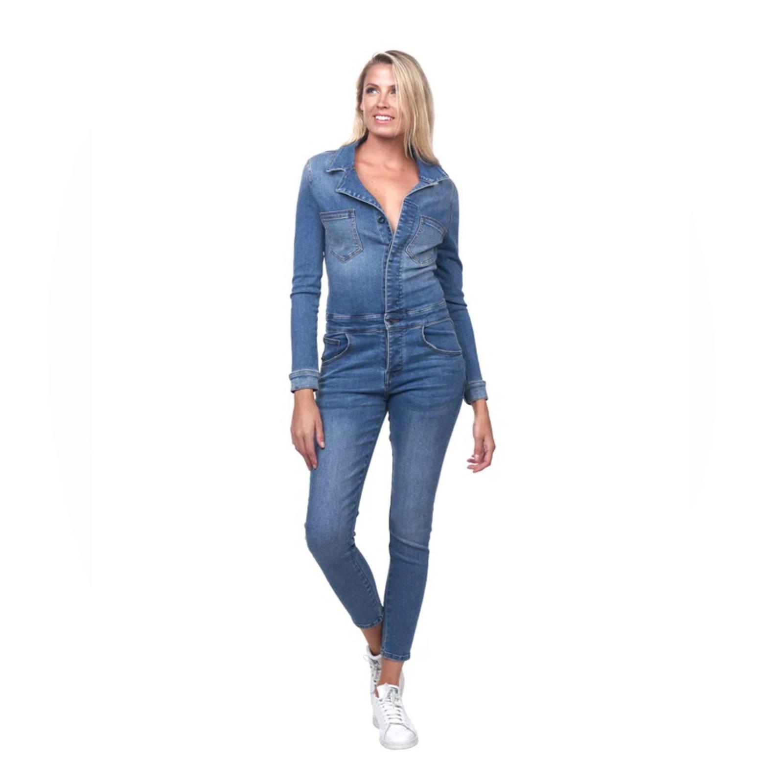 Women's Denim Jumpsuit - Blue